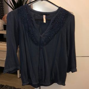 Free People Blue Blouse